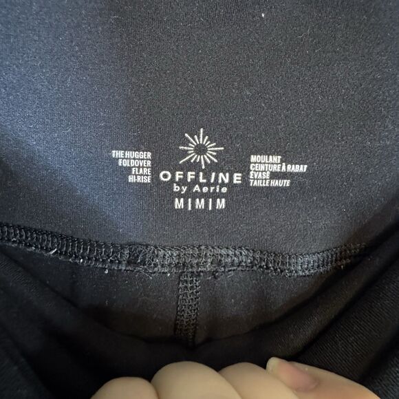 OFFLINE By Aerie The Hugger High Waisted Foldover Flare Legging Pant Sz M Black - Picture 3 of 7